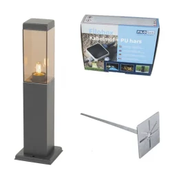 QAZQA Stehlampen Außen|Gartenbeleuchtung*Moderner Außenlaternenpfahl dunkelgrau mit Rauch 45 cm - Malios