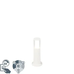 QAZQA Gartenbeleuchtung|Stehlampen Außen*Moderner Außenmast weiß 40 cm IP55 inkl. GU10 3-stufig dimmen bis warm - Carlo