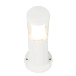 QAZQA Gartenbeleuchtung|Stehlampen Außen*Moderner Außenmast weiß 40 cm IP55 inkl. GU10 3-stufig dimmen bis warm - Carlo