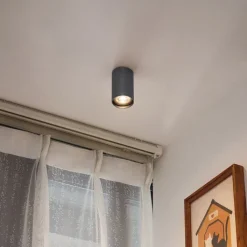 QAZQA Deckenstrahler|Aufbaustrahler*Moderner Aufbaustrahler Gunmetal GU10 50mm - Tuba