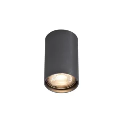 QAZQA Deckenstrahler|Aufbaustrahler*Moderner Aufbaustrahler Gunmetal GU10 50mm - Tuba