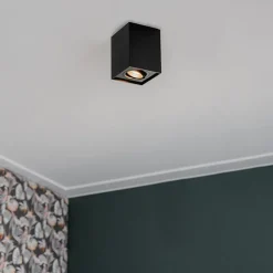 QAZQA Deckenstrahler|Aufbaustrahler*Moderner Aufbaustrahler Schwarz Dreh- und Kippbar - Quadro 1 Up