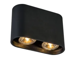 QAZQA Deckenstrahler|Aufbaustrahler*Moderner Aufbaustrahler schwarz 2-flammig GU10 50mm - Ronda