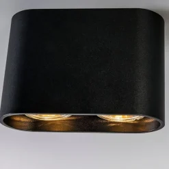 QAZQA Deckenstrahler|Aufbaustrahler*Moderner Aufbaustrahler schwarz 2-flammig GU10 50mm - Ronda