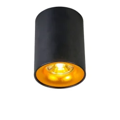 QAZQA Deckenstrahler|Aufbaustrahler*Moderner Aufbaustrahler Schwarz mit Gold - Ronda