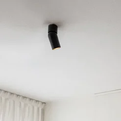 QAZQA Wandstrahler|Deckenstrahler*Moderner Aufbaustrahler schwarz GU10 50mm - Falo