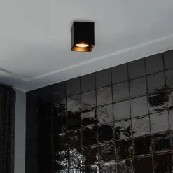 QAZQA Wandstrahler|Deckenstrahler*Moderner Aufbaustrahler Schwarz GU10 50mm - Qubo