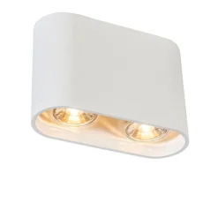 QAZQA Deckenstrahler|Aufbaustrahler*Moderner Aufbaustrahler weiß 2-flammig GU10 50mm - Ronda