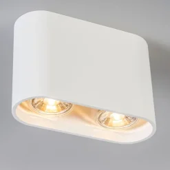 QAZQA Deckenstrahler|Aufbaustrahler*Moderner Aufbaustrahler weiß 2-flammig GU10 50mm - Ronda