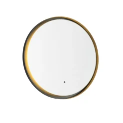 QAZQA Badezimmerlampen|Spiegel Mit Beleuchtung*Moderner Badezimmerspiegel schwarz inkl. LED und Touchdimmer - Pim