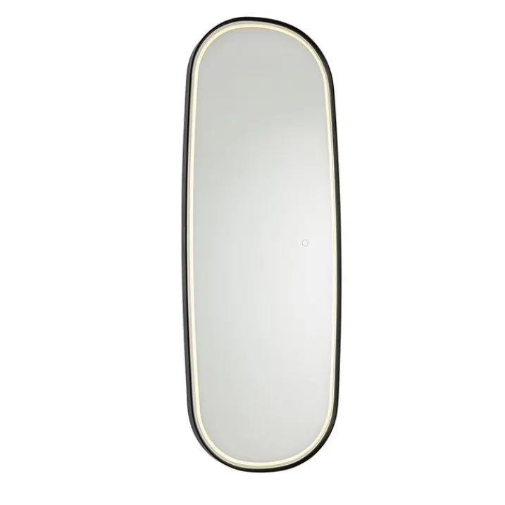 QAZQA Badezimmerlampen|Spiegel Mit Beleuchtung*Moderner Badezimmerspiegel schwarz inkl. LED und Touchdimmer - Geraldien