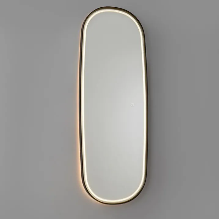 QAZQA Badezimmerlampen|Spiegel Mit Beleuchtung*Moderner Badezimmerspiegel schwarz inkl. LED und Touchdimmer - Geraldien