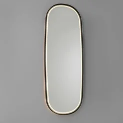 QAZQA Badezimmerlampen|Spiegel Mit Beleuchtung*Moderner Badezimmerspiegel schwarz inkl. LED und Touchdimmer - Geraldien