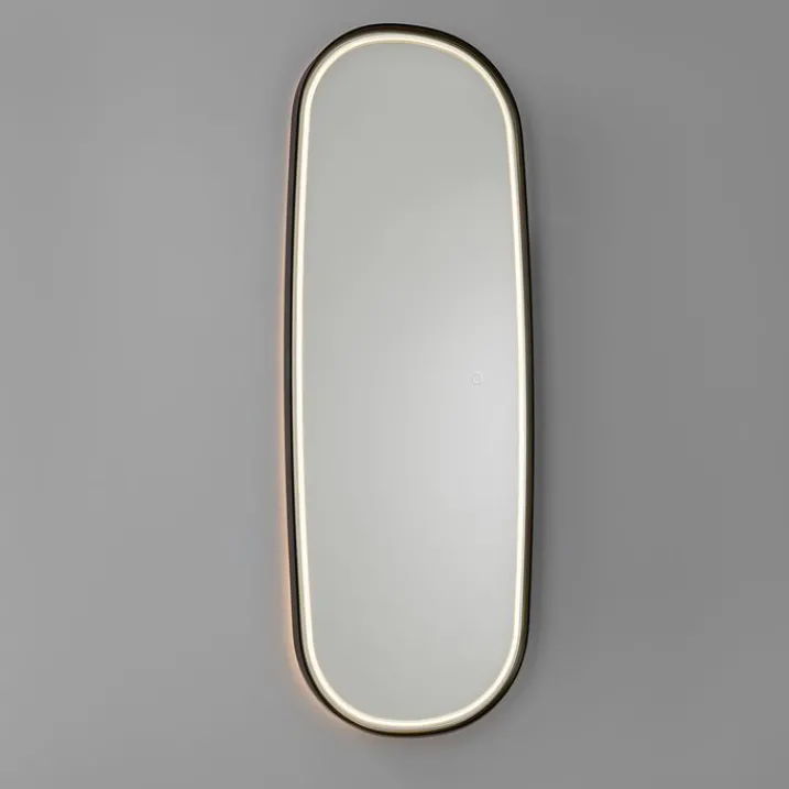 QAZQA Badezimmerlampen|Spiegel Mit Beleuchtung*Moderner Badezimmerspiegel schwarz inkl. LED und Touchdimmer - Geraldien