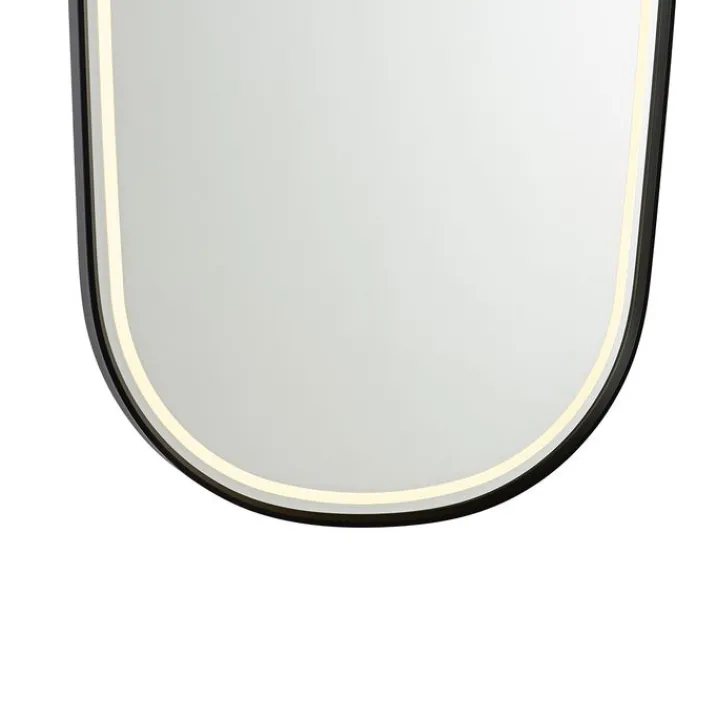 QAZQA Badezimmerlampen|Spiegel Mit Beleuchtung*Moderner Badezimmerspiegel schwarz inkl. LED und Touchdimmer - Geraldien