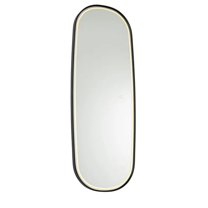 QAZQA Badezimmerlampen|Spiegel Mit Beleuchtung*Moderner Badezimmerspiegel schwarz inkl. LED und Touchdimmer - Geraldien