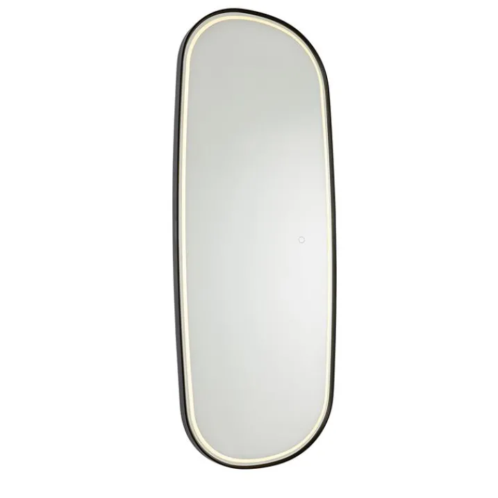 QAZQA Badezimmerlampen|Spiegel Mit Beleuchtung*Moderner Badezimmerspiegel schwarz inkl. LED und Touchdimmer - Geraldien