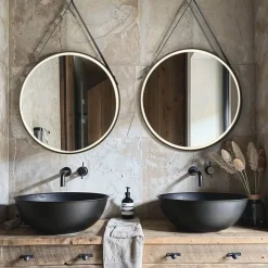 QAZQA Badezimmerlampen|Spiegel Mit Beleuchtung*Moderner Badezimmerspiegel schwarz inkl. LED und Touchdimmer - Pien