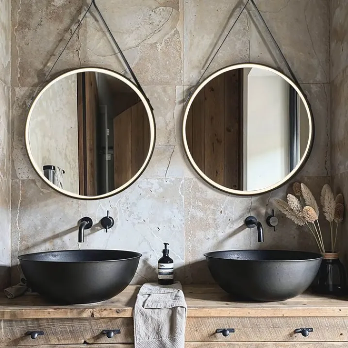 QAZQA Badezimmerlampen|Spiegel Mit Beleuchtung*Moderner Badezimmerspiegel schwarz inkl. LED und Touchdimmer - Pien