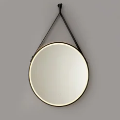 QAZQA Badezimmerlampen|Spiegel Mit Beleuchtung*Moderner Badezimmerspiegel schwarz inkl. LED und Touchdimmer - Pien