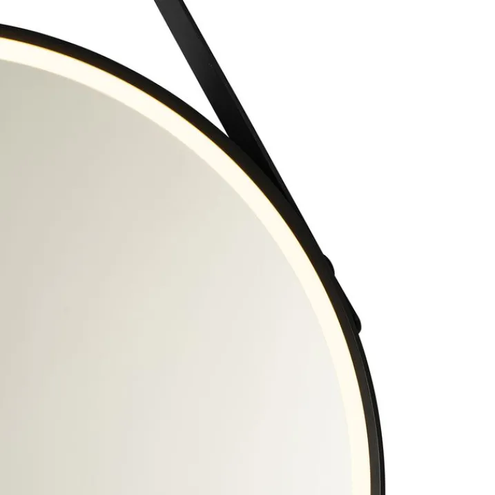 QAZQA Badezimmerlampen|Spiegel Mit Beleuchtung*Moderner Badezimmerspiegel schwarz inkl. LED und Touchdimmer - Pien