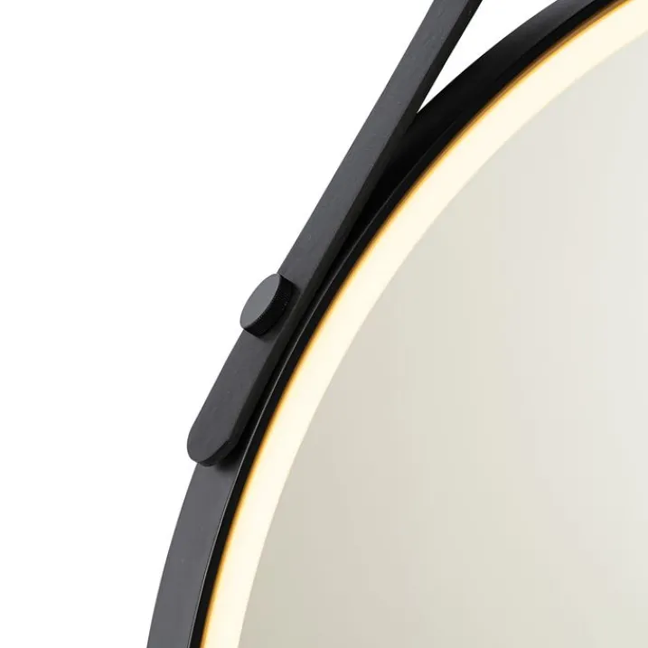 QAZQA Badezimmerlampen|Spiegel Mit Beleuchtung*Moderner Badezimmerspiegel schwarz inkl. LED und Touchdimmer - Pien