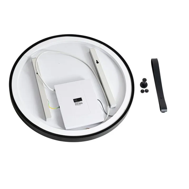 QAZQA Badezimmerlampen|Spiegel Mit Beleuchtung*Moderner Badezimmerspiegel schwarz inkl. LED und Touchdimmer - Pien