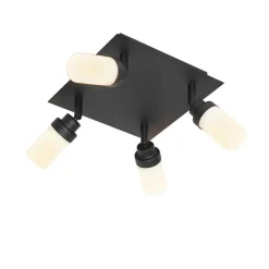QAZQA Badezimmerlampen|Deckenstrahler*Moderner Badezimmerspot schwarz 4-Licht IP44 - Japie