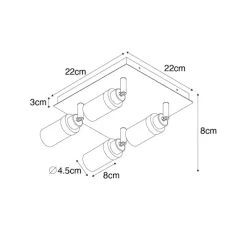 QAZQA Badezimmerlampen|Deckenstrahler*Moderner Badezimmerspot schwarz 4-Licht IP44 - Japie