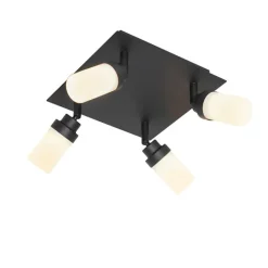 QAZQA Badezimmerlampen|Deckenstrahler*Moderner Badezimmerspot schwarz 4-Licht IP44 - Japie