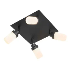 QAZQA Badezimmerlampen|Deckenstrahler*Moderner Badezimmerspot schwarz 4-Licht IP44 - Japie