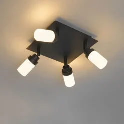 QAZQA Badezimmerlampen|Deckenstrahler*Moderner Badezimmerspot schwarz 4-Licht IP44 - Japie