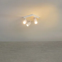 QAZQA Badezimmerlampen|Deckenstrahler*Moderner Badezimmerspot weiß quadratisch 3-Licht IP44 - Ducha