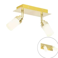 QAZQA Badezimmerlampen|Deckenstrahler*Moderner Badspot aus Messing 2-flammig IP44 - Japie