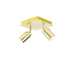 QAZQA Badezimmerlampen|Deckenstrahler*Moderner Badspot Messing quadratisch 2-flammig IP44 - Ducha