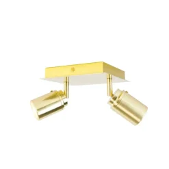 QAZQA Badezimmerlampen|Deckenstrahler*Moderner Badspot Messing quadratisch 2-flammig IP44 - Ducha