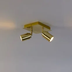 QAZQA Badezimmerlampen|Deckenstrahler*Moderner Badspot Messing quadratisch 2-flammig IP44 - Ducha