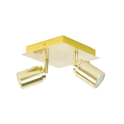 QAZQA Badezimmerlampen|Deckenstrahler*Moderner Badspot Messing quadratisch 2-flammig IP44 - Ducha