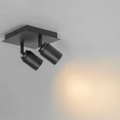 QAZQA Badezimmerlampen|Deckenstrahler*Moderner Badspot schwarz quadratisch 2-flammig IP44 - Ducha