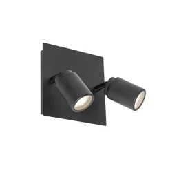QAZQA Badezimmerlampen|Deckenstrahler*Moderner Badspot schwarz quadratisch 2-flammig IP44 - Ducha