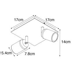 QAZQA Badezimmerlampen|Deckenstrahler*Moderner Badspot schwarz quadratisch 2-flammig IP44 - Ducha