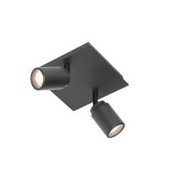 QAZQA Badezimmerlampen|Deckenstrahler*Moderner Badspot schwarz quadratisch 2-flammig IP44 - Ducha
