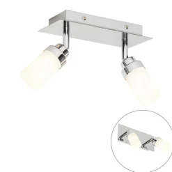 QAZQA Badezimmerlampen|Deckenstrahler*Moderner Badstrahler Stahl 2-flammig IP44 - Japie