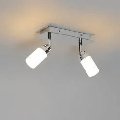 QAZQA Badezimmerlampen|Deckenstrahler*Moderner Badstrahler Stahl 2-flammig IP44 - Japie