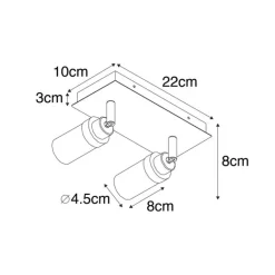 QAZQA Badezimmerlampen|Deckenstrahler*Moderner Badstrahler Stahl 2-flammig IP44 - Japie