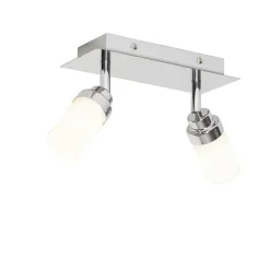 QAZQA Badezimmerlampen|Deckenstrahler*Moderner Badstrahler Stahl 2-flammig IP44 - Japie