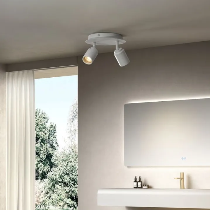 QAZQA Badezimmerlampen|Deckenstrahler*Moderner Badstrahler weiß 2-flammig IP44 - Ducha