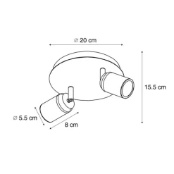 QAZQA Badezimmerlampen|Deckenstrahler*Moderner Badstrahler weiß 2-flammig IP44 - Ducha