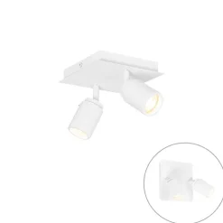 QAZQA Badezimmerlampen|Deckenstrahler*Moderner Badstrahler weiß quadratisch 2-flammig IP44 - Ducha