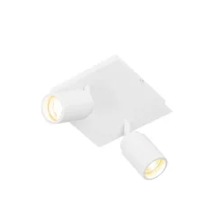 QAZQA Badezimmerlampen|Deckenstrahler*Moderner Badstrahler weiß quadratisch 2-flammig IP44 - Ducha